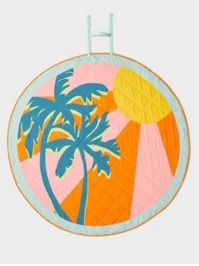Sun Squad - Retro Palm Picnic Blanket - Sun Squad Orange Pink